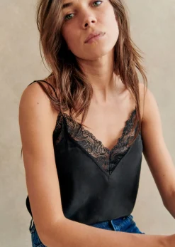 Outlet Sezane Top Saroise Schwarz
