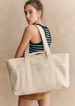 Sezane Tote Ecru mehrfarbig