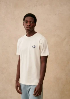 Clearance Sezane T-Shirt Coeur Ecru/Marineblau