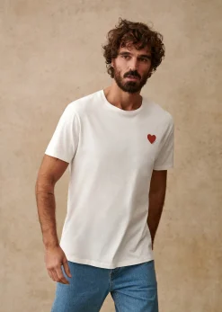 Outlet Sezane T-Shirt Coeur Chamade Ecru