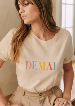 Hot Sezane T-Shirt Demain Cremeweiß / Mehrfarbig
