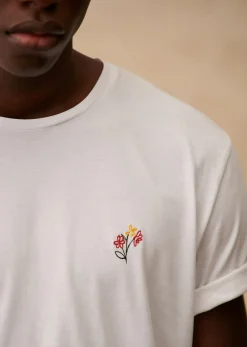 Outlet Sezane T-Shirt Fleur Weiß