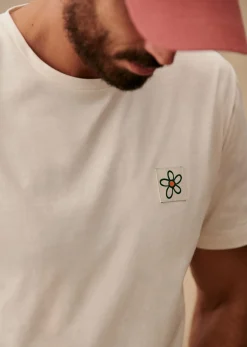 Clearance Sezane T-Shirt Fleur Éditions Ecru