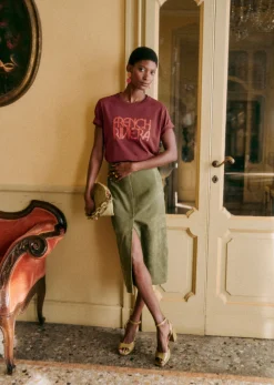 Online Sezane T-Shirt French Riviera Braun / Koralle
