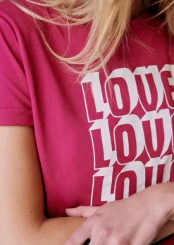 Online Sezane T-Shirt Love Love Love Bordeaux/Ecru