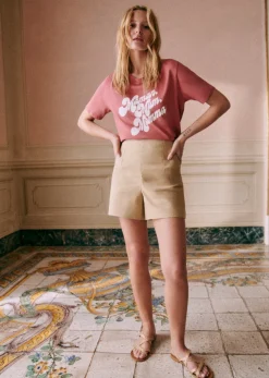 Sale Sezane T-Shirt Maman Mum Mamma Rosenholz/Ecru