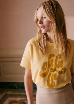 Best Sezane T-Shirt Oh La La Gelb/Ocker